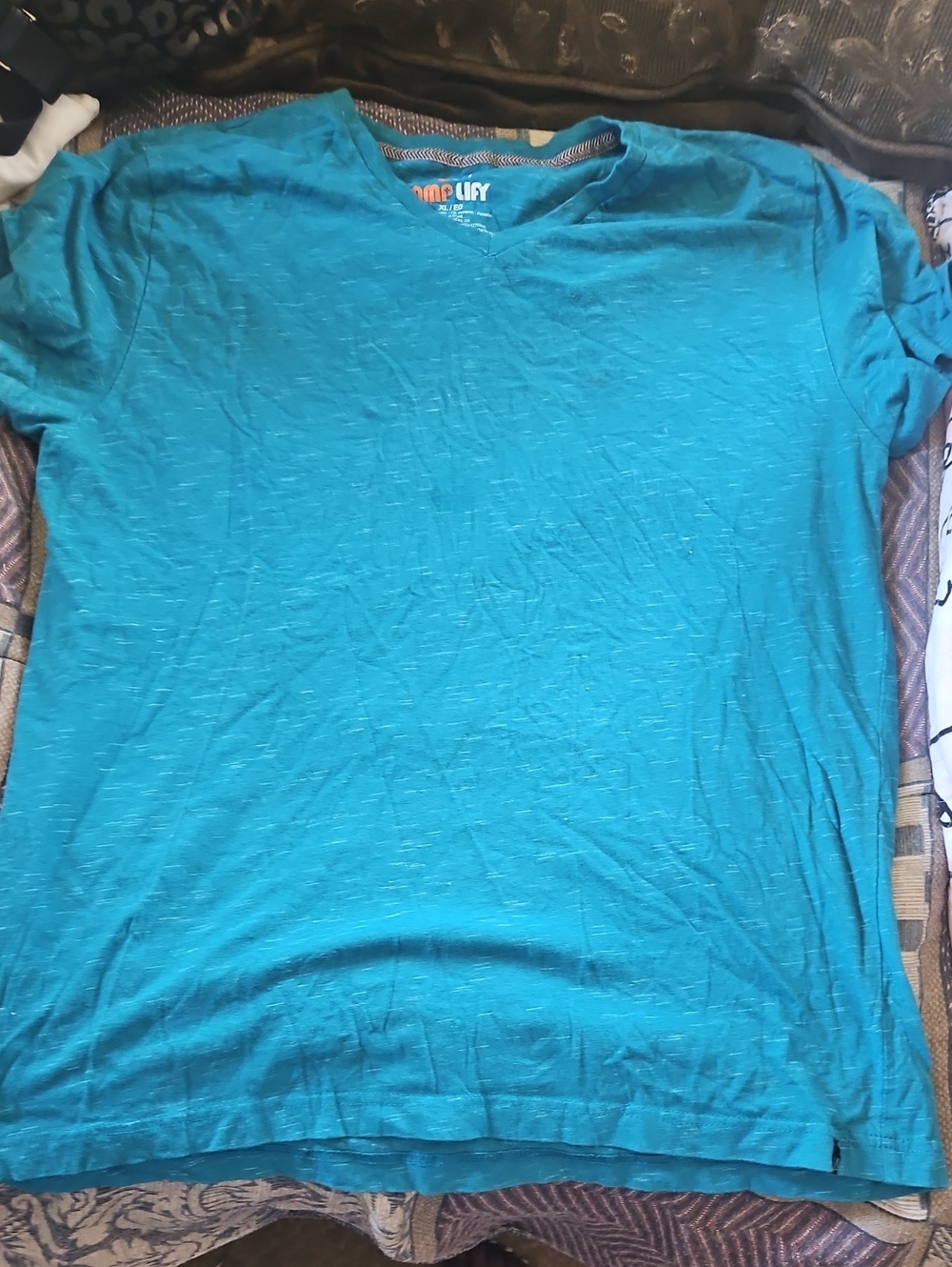 Men's V-Neck Teal Short-Sleeve Shirt